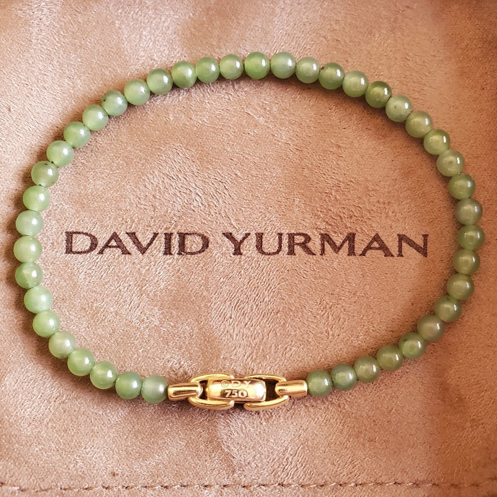 David Yurman Spiritual Beads Nephrite Jade 18K Yellow Gold, 4mm size - Picture 2 of 7